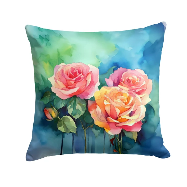 New York Roses in Watercolor Throw Pillow 14" x 14" DAC1692 product image at NuMercy