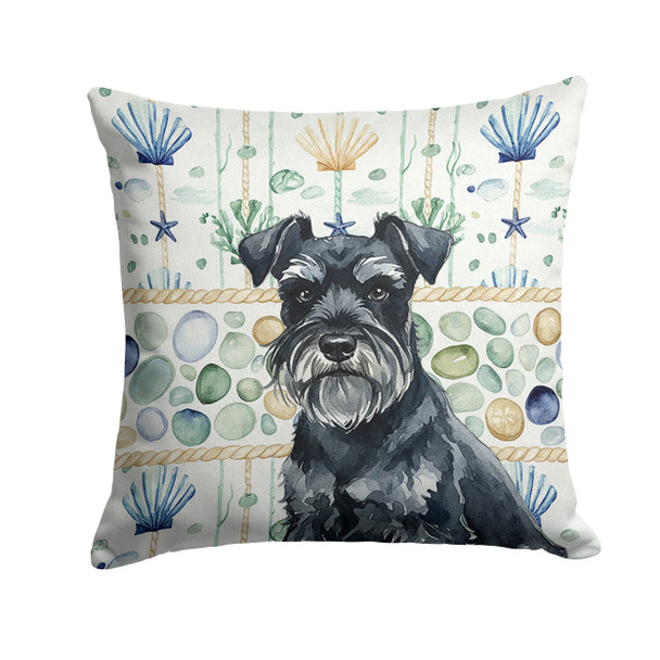 Black Miniature Schnauzer Coastal Sea Glass Throw Pillow 14" x 14" product image at NuMercy