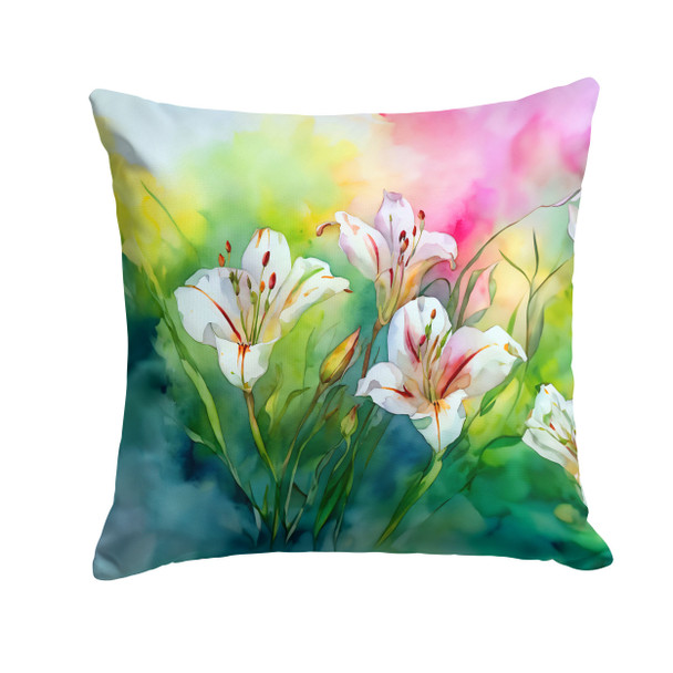 Utah Sego Lilies in Watercolor Throw Pillow 14" x 14" DAC1711 product image at NuMercy