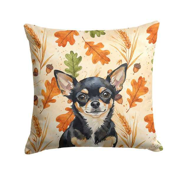 Black and Tan Chihuahua Heirloom Fall Throw Pillow 14" x 14" product image at NuMercy