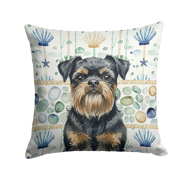 Black and Tan Brussels Griffon Coastal Sea Glass Throw Pillow 14" x 14" product image at NuMercy