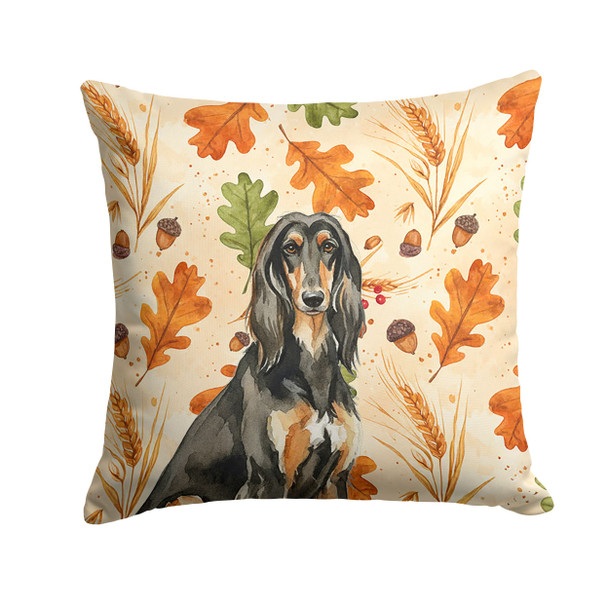 Black & Tan Afghan Hound Heirloom Fall Throw Pillow 14" x 14" product image at NuMercy