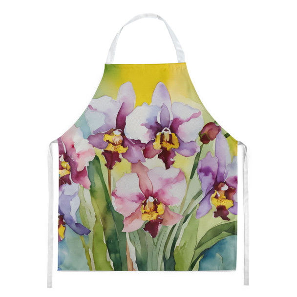 Orchids in Watercolor Cooking Kitchen Apron DAC1589 product image at NuMercy