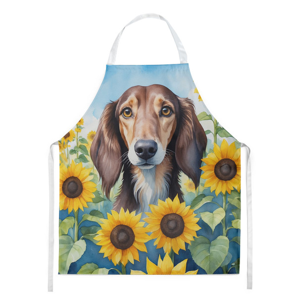 Saluki in Sunflowers Cooking Kitchen Apron product image at NuMercy