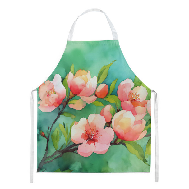 Delaware Peach Blossom in Watercolor Cooking Kitchen Apron DAC1635 product image at NuMercy