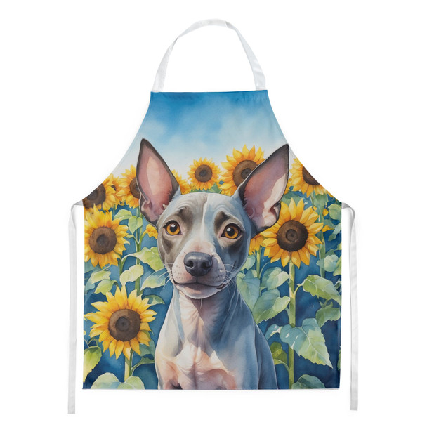 American Hairless Terrier in Sunflowers Cooking Kitchen Apron product image at NuMercy