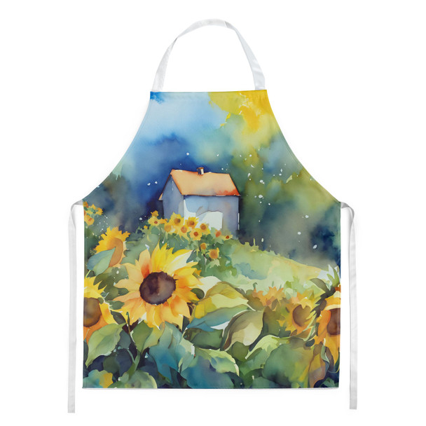 Sunflowers in Watercolor Cooking Kitchen Apron DAC1616 product image at NuMercy