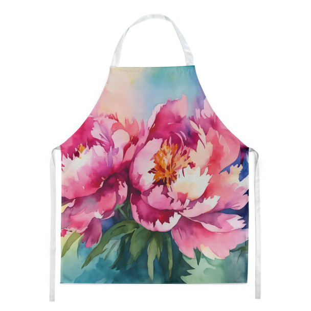 Peonies in Watercolor Cooking Kitchen Apron DAC1594 product image at NuMercy