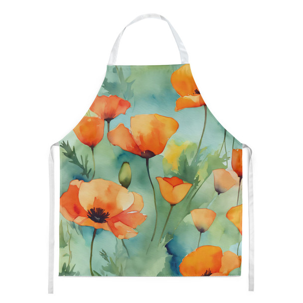 California California Poppies in Watercolor Cooking Kitchen Apron DAC1629 product image at NuMercy