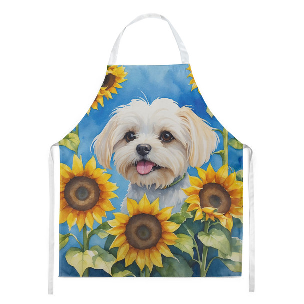 Maltese in Sunflowers Cooking Kitchen Apron product image at NuMercy