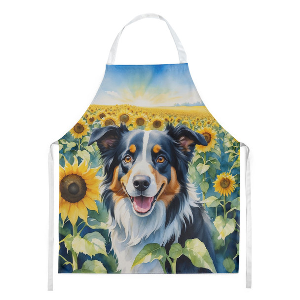 Border Collie in Sunflowers Cooking Kitchen Apron DAC6032 product image at NuMercy