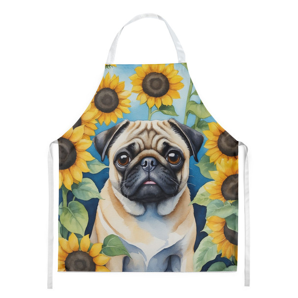 Pug in Sunflowers Cooking Kitchen Apron DAC6145 product image at NuMercy