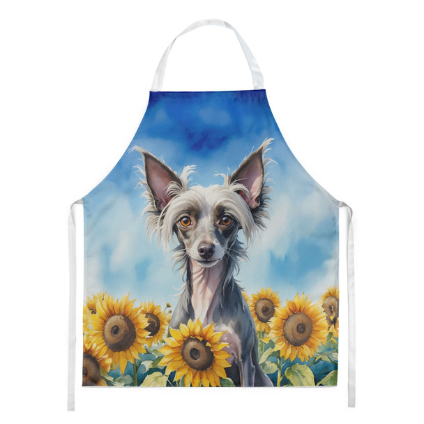 Chinese Crested in Sunflowers Cooking Kitchen Apron product image at NuMercy