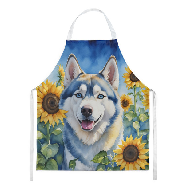 Siberian Husky in Sunflowers Cooking Kitchen Apron DAC6163 product image at NuMercy