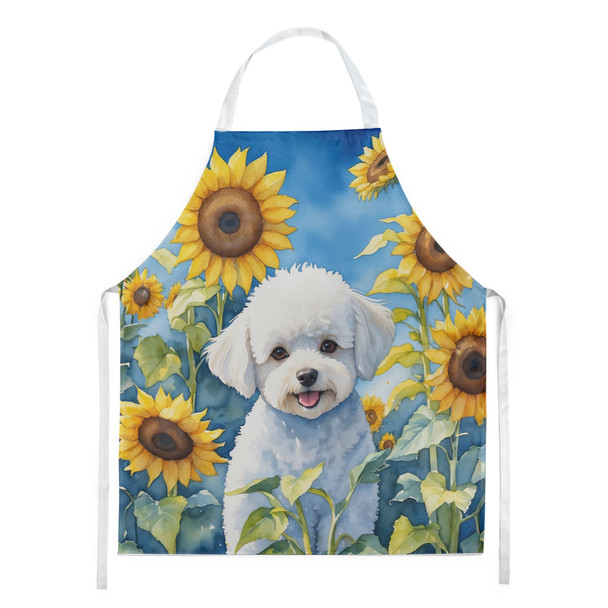 Bichon Frise in Sunflowers Cooking Kitchen Apron product image at NuMercy