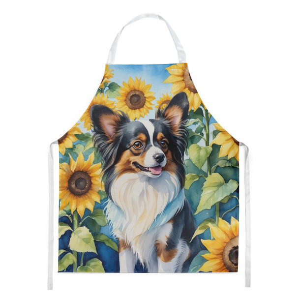 Papillon in Sunflowers Cooking Kitchen Apron product image at NuMercy