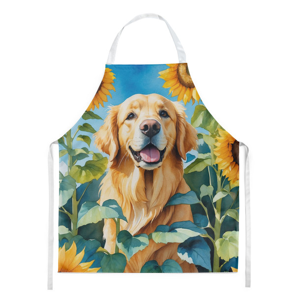 Golden Retriever in Sunflowers Cooking Kitchen Apron product image at NuMercy