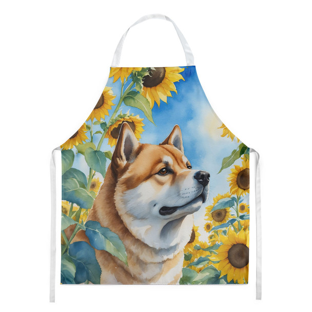 Akita in Sunflowers Cooking Kitchen Apron product image at NuMercy