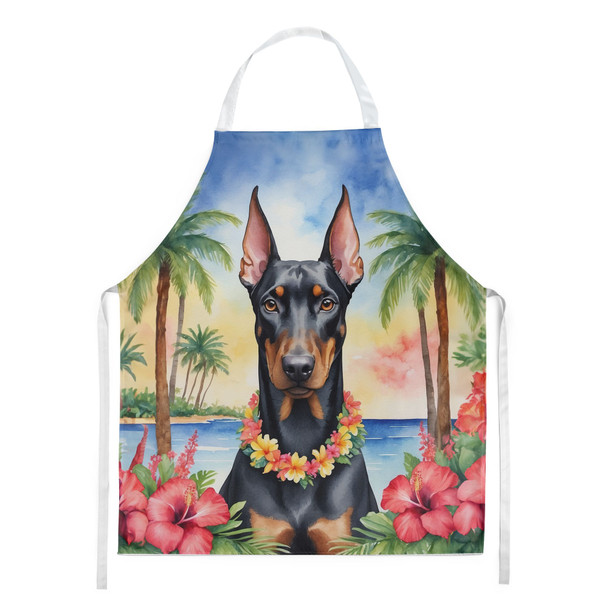Doberman Pinscher Luau Cooking Kitchen Apron product image at NuMercy
