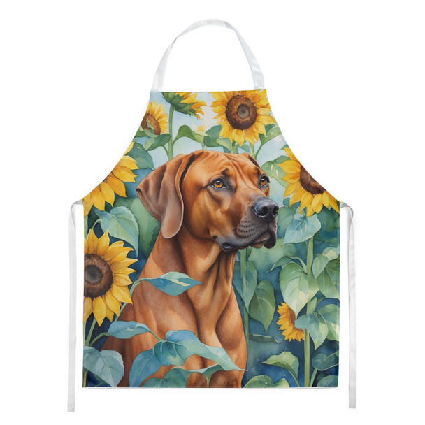 Rhodesian Ridgeback in Sunflowers Cooking Kitchen Apron product image at NuMercy