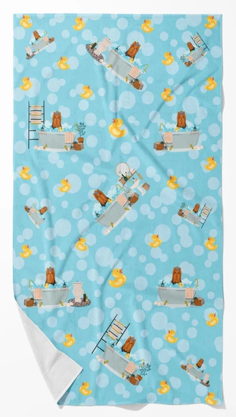 Black and Tan Full Coat Yorkshire Terrier Bath Towel product image at NuMercy