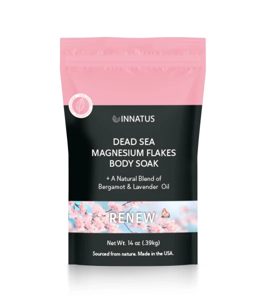 Pure Dead Sea Magnesium Flakes Restful Soak – Relaxing & Replenishing 14oz (Bergamot & Lavender Oils)