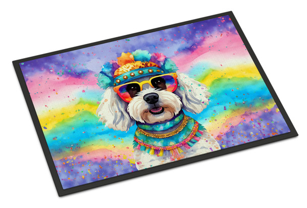 Bichon Frise Hippie Dawg Doormat 24H X 36W DAC2464 product image at NuMercy