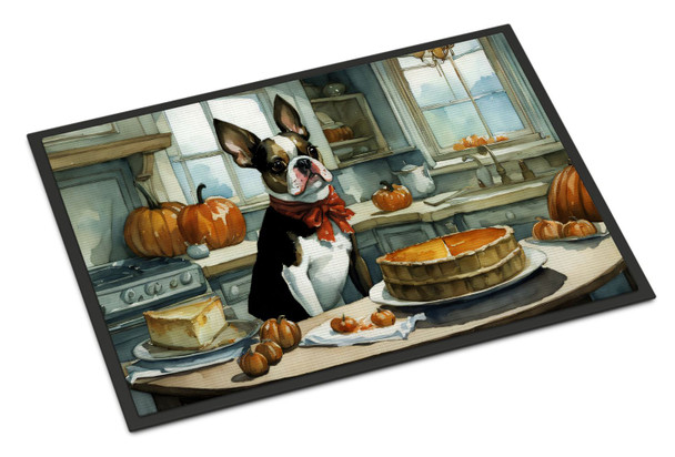 Boston Terrier Fall Kitchen Pumpkins Doormat 24H X 36W DAC1749 product image at NuMercy