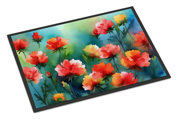 Ohio Scarlet Carnations in Watercolor Doormat 24H X 36W DAC1698 product image at NuMercy