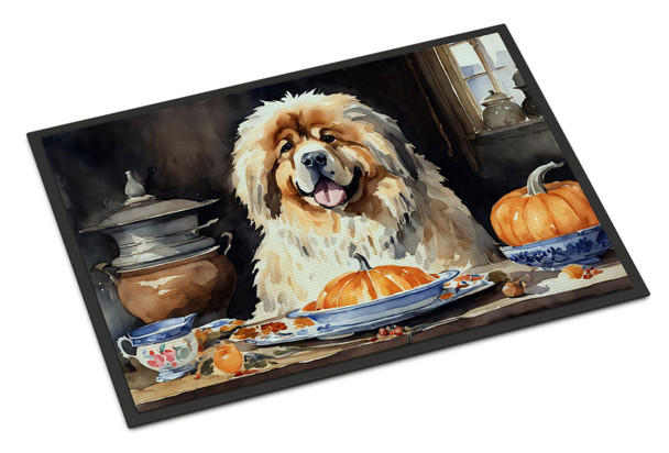 Tibetan Mastiff Fall Kitchen Pumpkins Doormat 24H X 36W product image at NuMercy