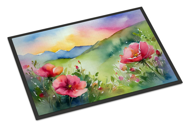 North Dakota Wild Prairie Roses in Watercolor Doormat 24H X 36W DAC1695 product image at NuMercy
