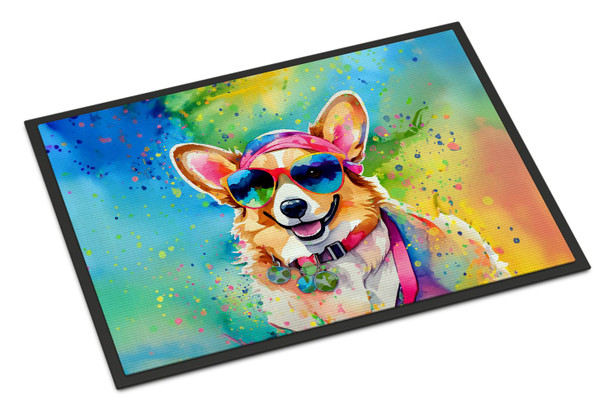 Corgi Hippie Dawg Doormat 24H X 36W DAC2496 product image at NuMercy