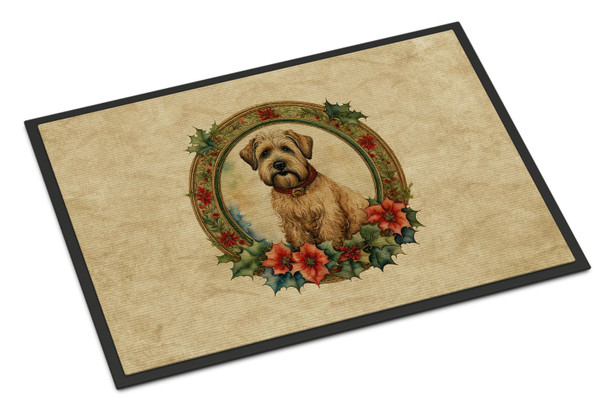 Wheaten Terrier Christmas Flowers Doormat 24H X 36W product image at NuMercy
