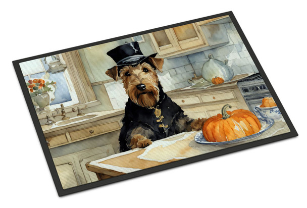 Airedale Terrier Fall Kitchen Pumpkins Doormat 24H X 36W product image at NuMercy