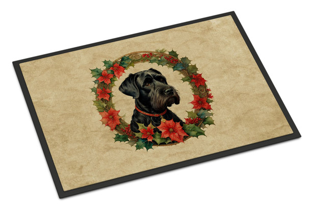 Giant Schnauzer Christmas Flowers Doormat 24H X 36W product image at NuMercy