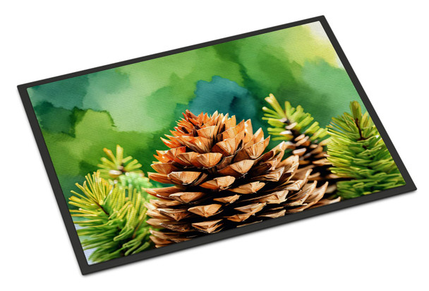 Maine White Pine Cone and Tassels in Watercolor Doormat 24H X 36W DAC1664 product image at NuMercy