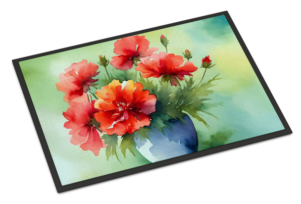 Ohio Scarlet Carnations in Watercolor Doormat 24H X 36W DAC1699 product image at NuMercy