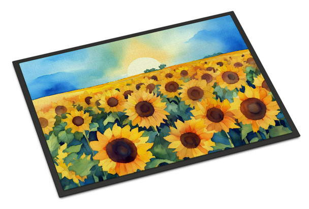 Kansas Sunflowers in Watercolor Doormat 24H X 36W DAC1655 product image at NuMercy