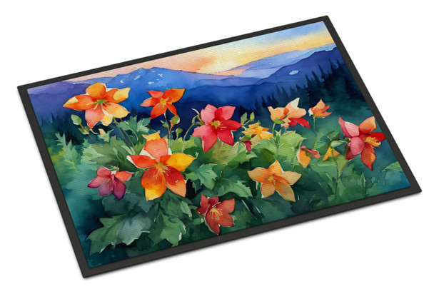 Colorado Rocky Mountain Columbine in Watercolor Doormat 24H X 36W DAC1632 product image at NuMercy
