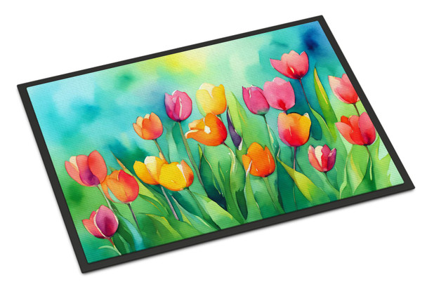 Tulips in Watercolor Doormat 24H X 36W DAC1618 product image at NuMercy