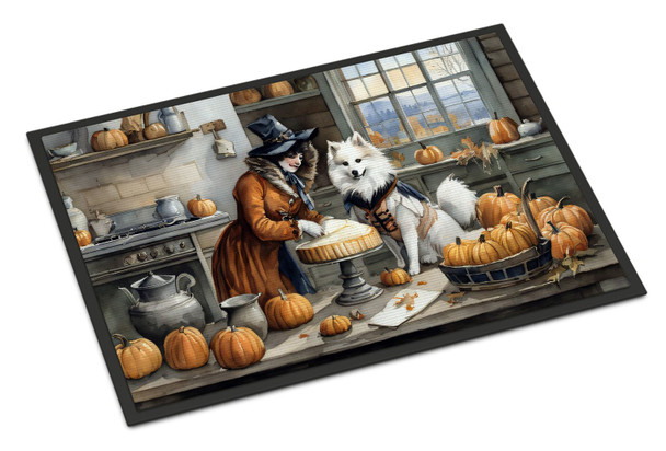 American Eskimo Fall Kitchen Pumpkins Doormat 24H X 36W product image at NuMercy
