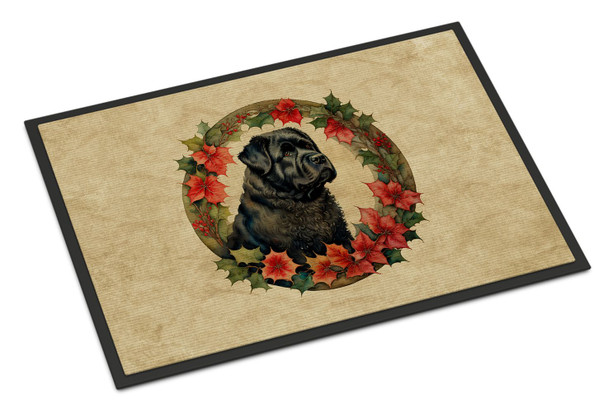 Bouvier des Flandres Christmas Flowers Doormat 24H X 36W product image at NuMercy