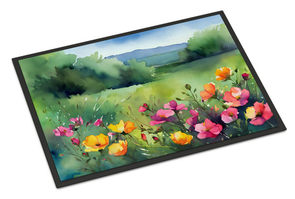 North Dakota Wild Prairie Roses in Watercolor Doormat 24H X 36W DAC1696 product image at NuMercy