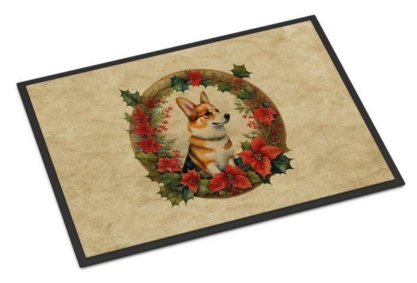Corgi Christmas Flowers Doormat 24H X 36W DAC2350 product image at NuMercy
