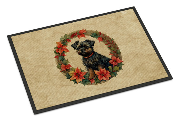 Affenpinscher Christmas Flowers Doormat 24H X 36W product image at NuMercy