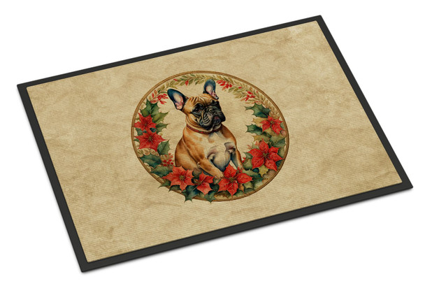 French Bulldog Christmas Flowers Doormat 24H X 36W product image at NuMercy