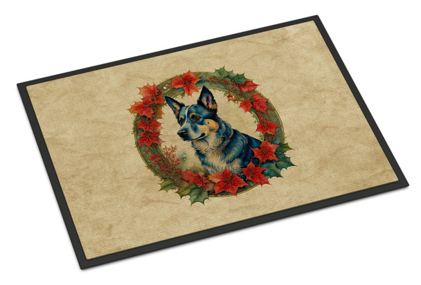 Australian Cattle Dog Christmas Flowers Doormat 24H X 36W product image at NuMercy