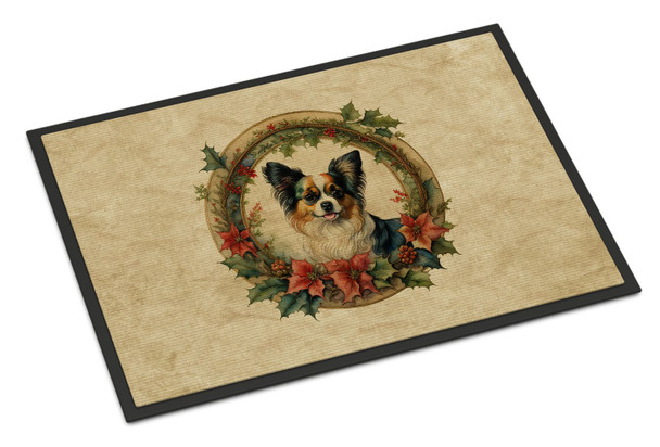 Papillon Christmas Flowers Doormat 24H X 36W product image at NuMercy