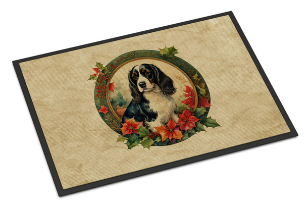 English Springer Spaniel Christmas Flowers Doormat 24H X 36W product image at NuMercy