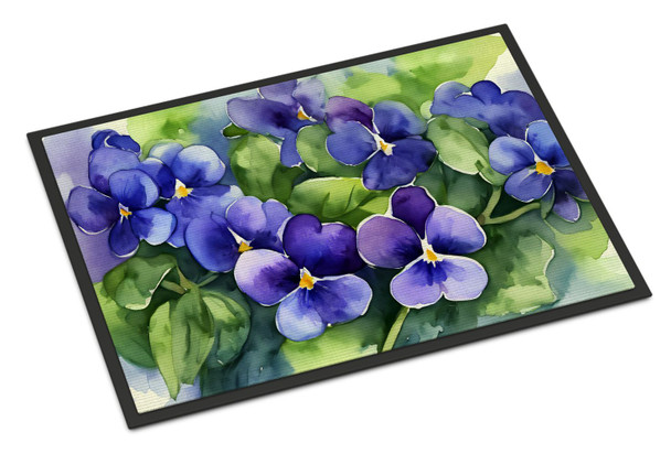 Rhode Island Violets in Watercolor Doormat 24H X 36W product image at NuMercy